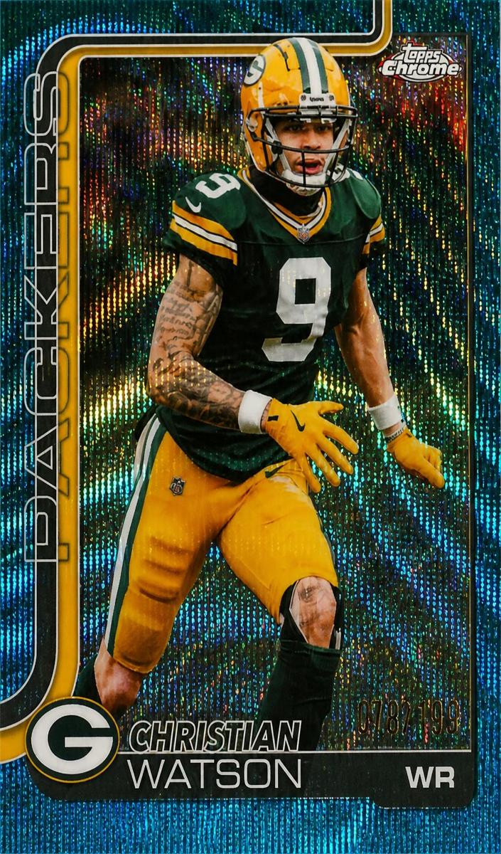 2025 Topps Chrome Football Aqua Wave Refractor Christian Watson #112
