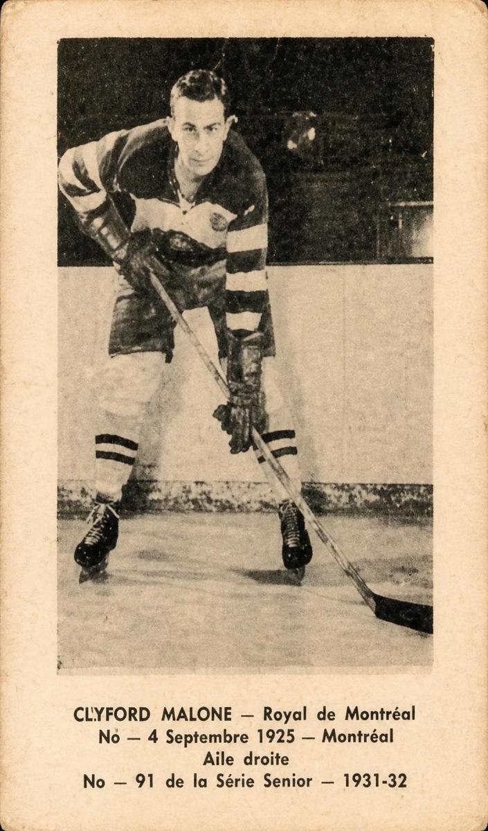 1951 Laval Dairy QSHL Hockey Cliff Malone #91 PSA 7