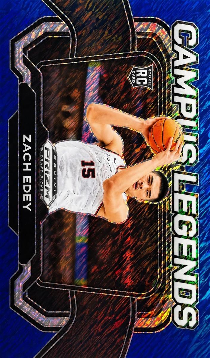2024 Panini Prizm Draft Picks Basketball Blue Shimmer FOTL Zach Edey #8 PSA 9