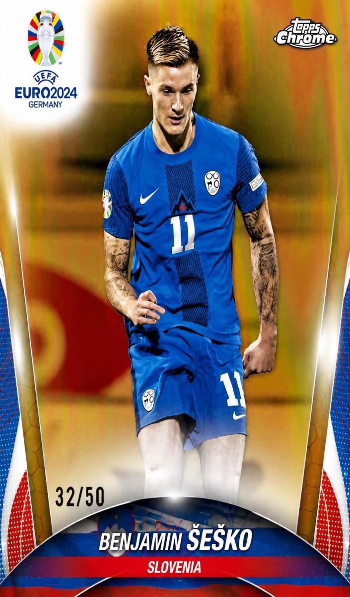 2024 Topps Chrome UEFA Euro Soccer Gold Refractor Benjamin Sesko #11