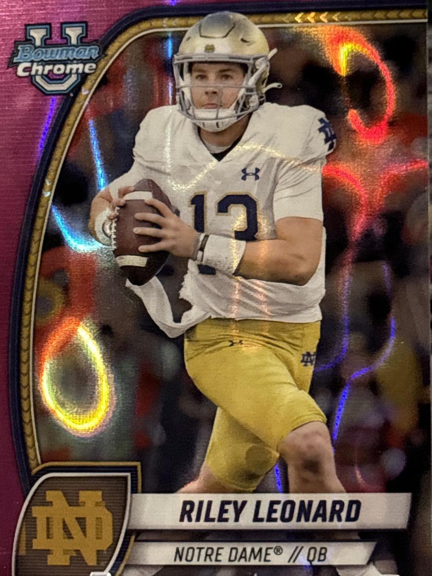 2024 Bowman Chrome University Football Pink Lava Riley Leonard #154 SGC 10