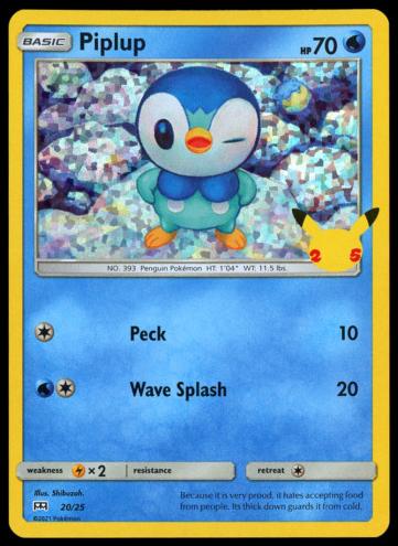 2021 Pokemon McDonald's 25th Anniversary Piplup #20