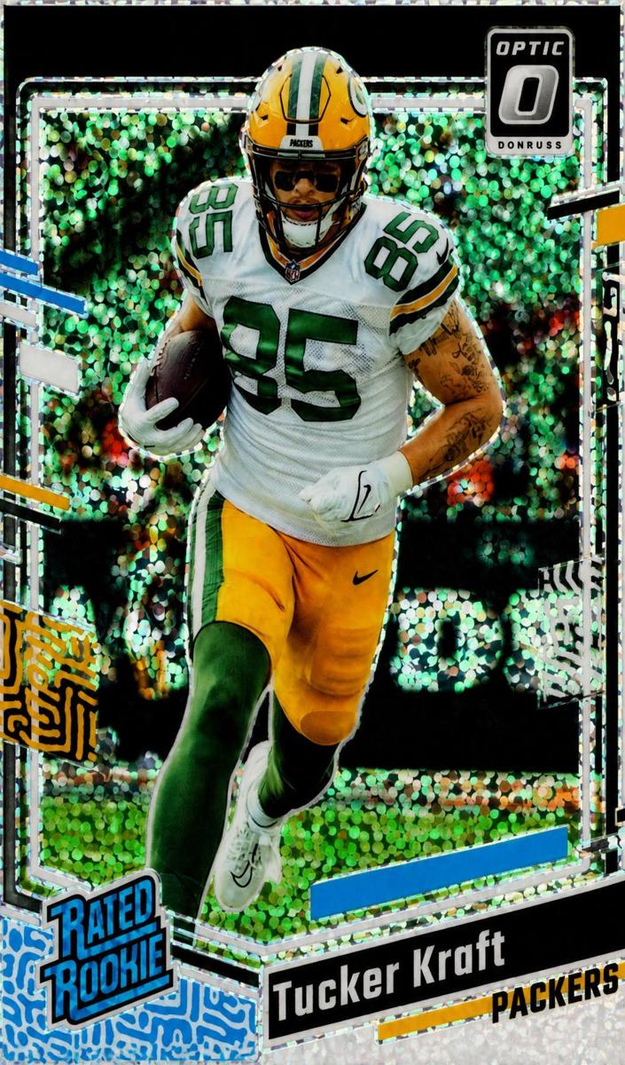 2023 Donruss Optic Football White Sparkle Tucker Kraft #243 PSA 9