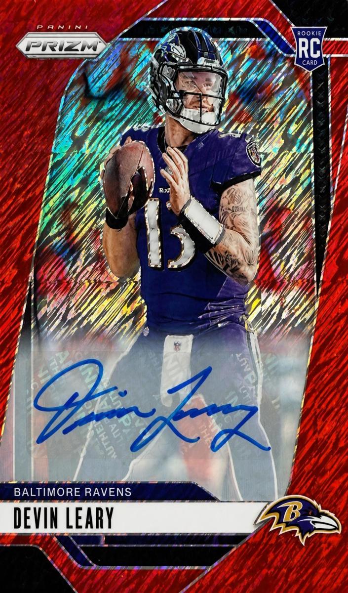 2024 Panini Prizm Football Red Shimmer Devin Leary #327 PSA 8