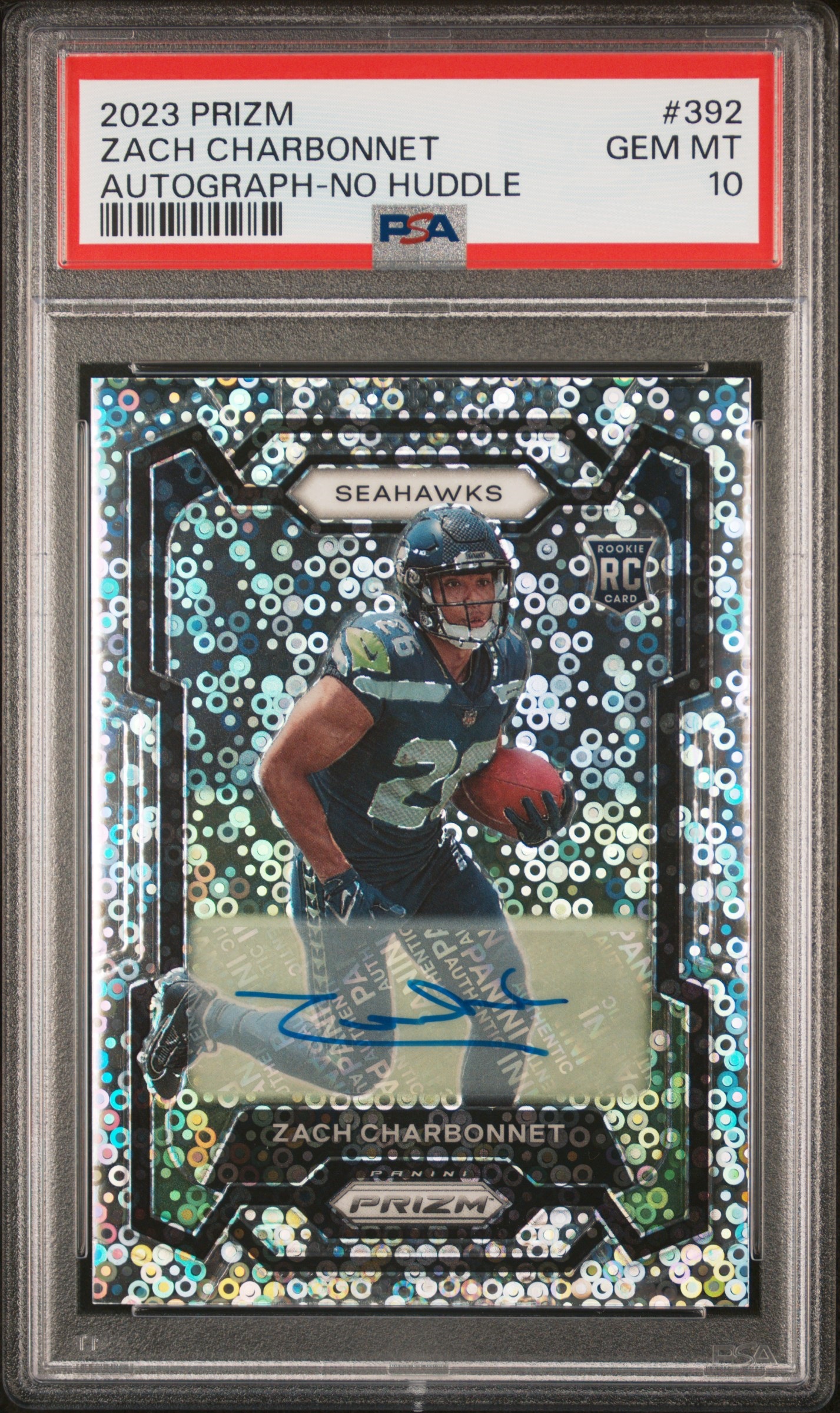 2023 Panini Prizm Football No Huddle Zach Charbonnet #392 PSA 9