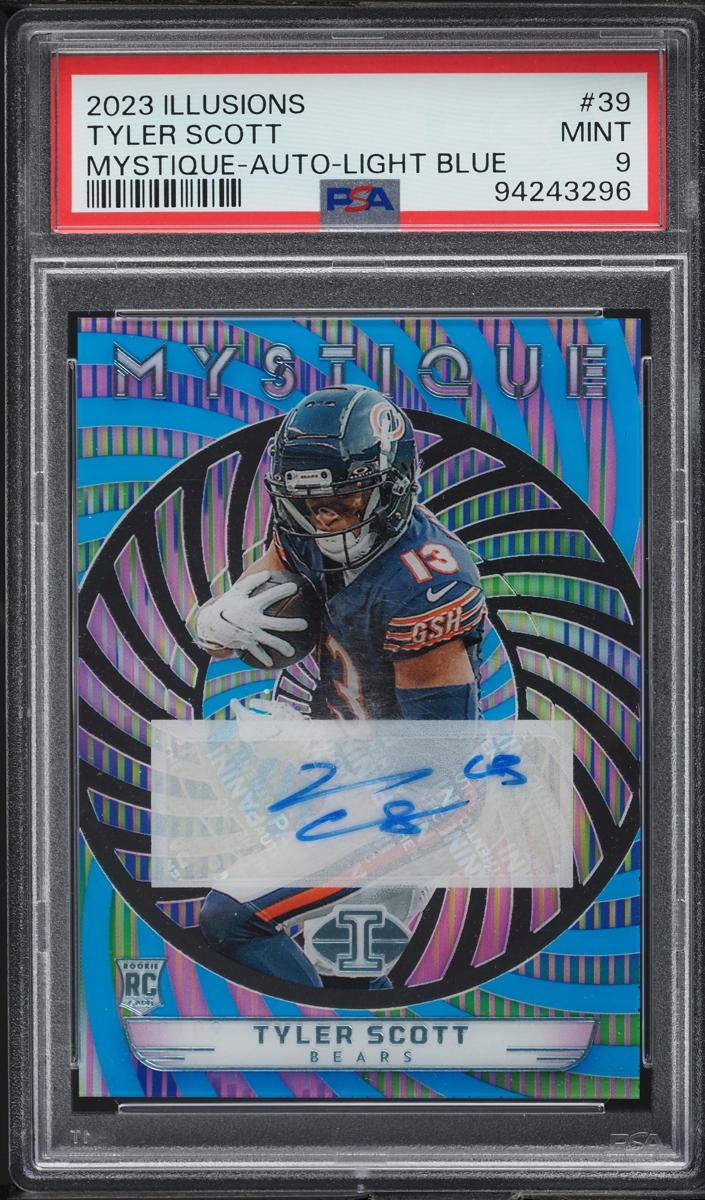 2023 Panini Illusions Football Light Blue Tyler Scott #39 PSA 8.5