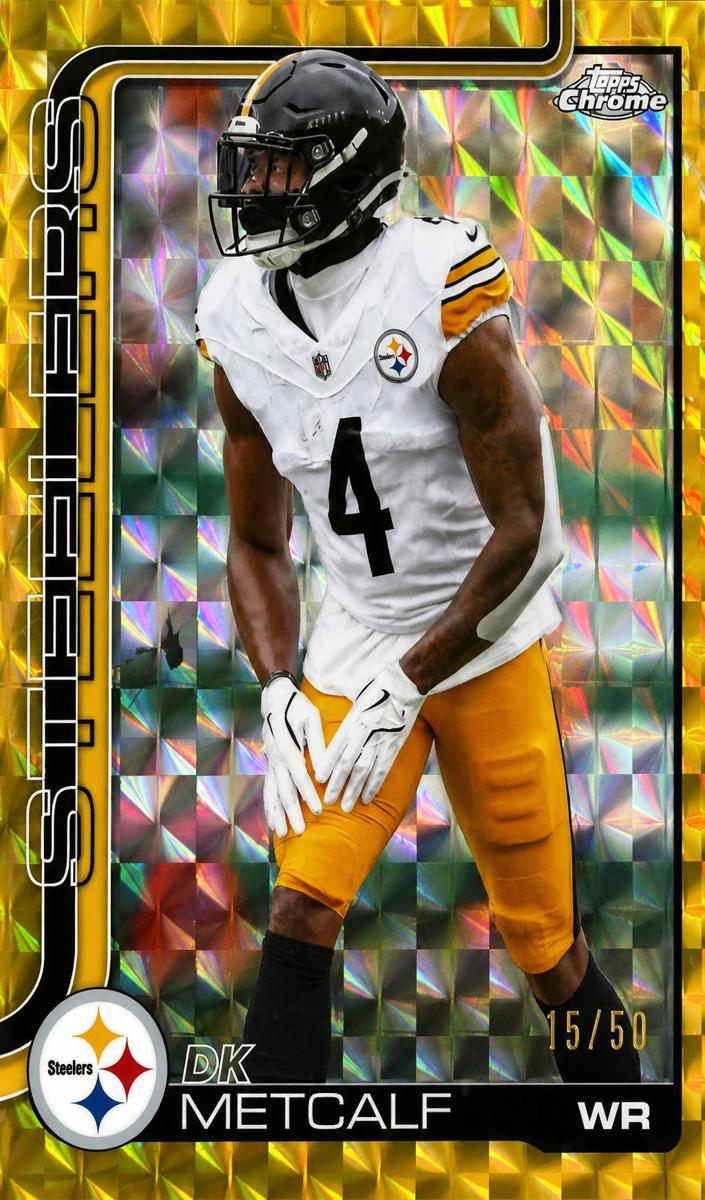 2025 Topps Chrome Football Gold Geometric Refractor DK Metcalf #254 PSA 9