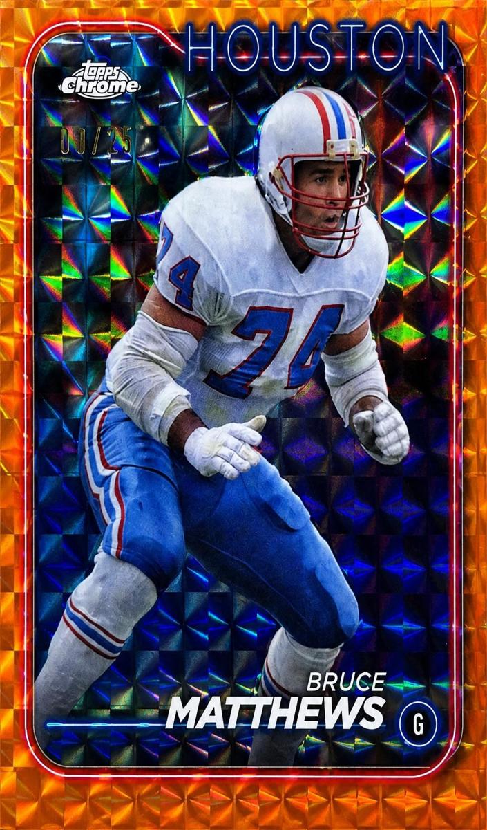 2024 Topps Chrome Football Orange Geometric Refractor Bruce Matthews #190