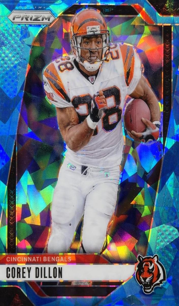 2024 Panini Prizm Football Blue Ice Corey Dillon #62 PSA 8