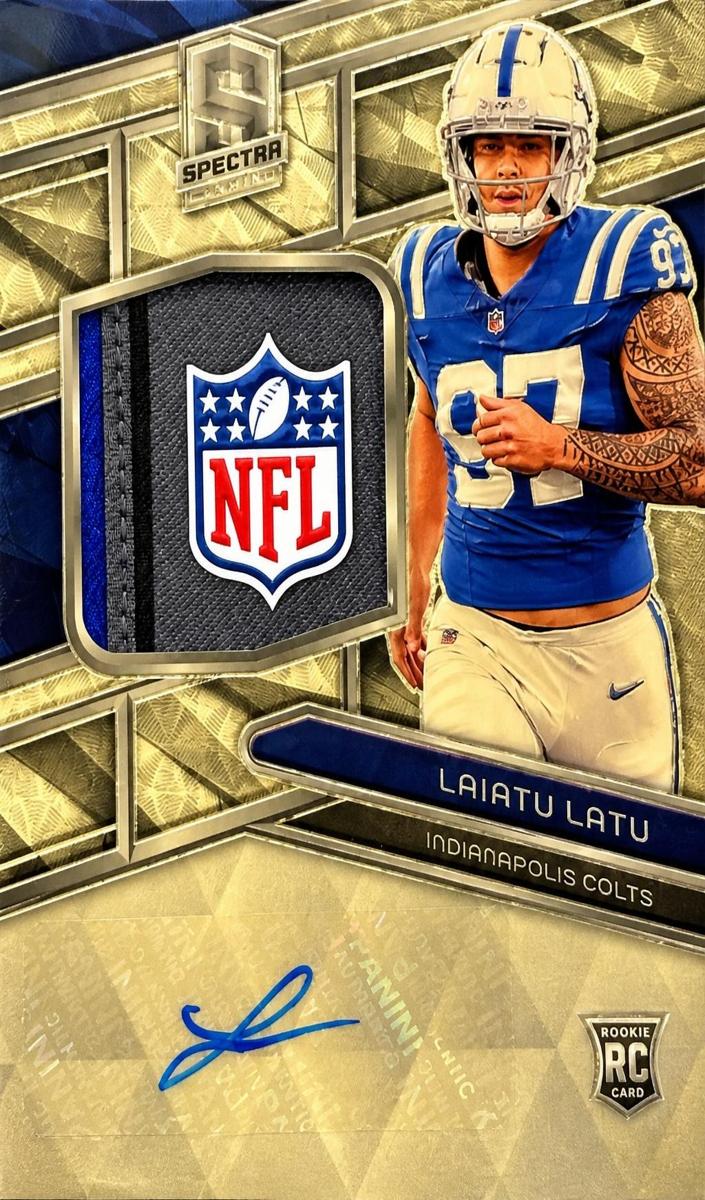2024 Panini Spectra Football Gold Laundry Tags NFL Shield Laiatu Latu #229