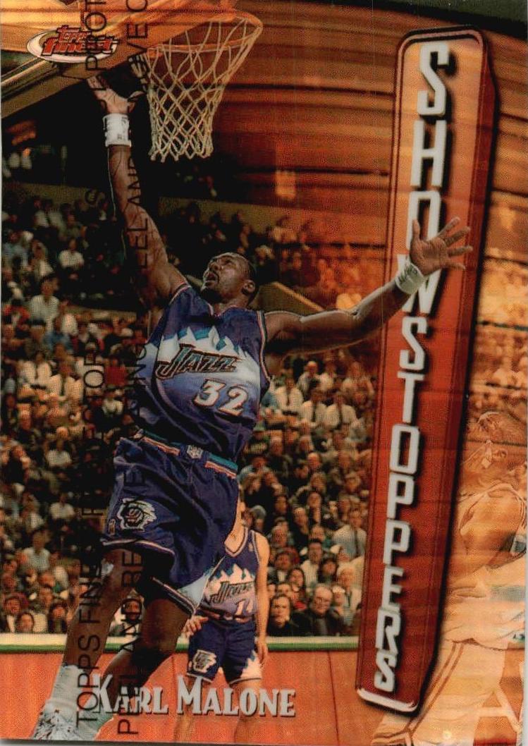 1997 Topps Finest Basketball Refractor Karl Malone #214 PSA 10