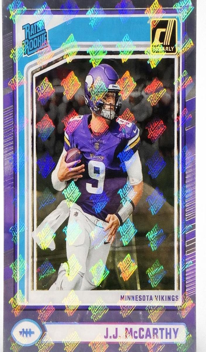 2024 Panini Clearly Donruss Football Team Logos J.J. McCarthy #61 PSA 8