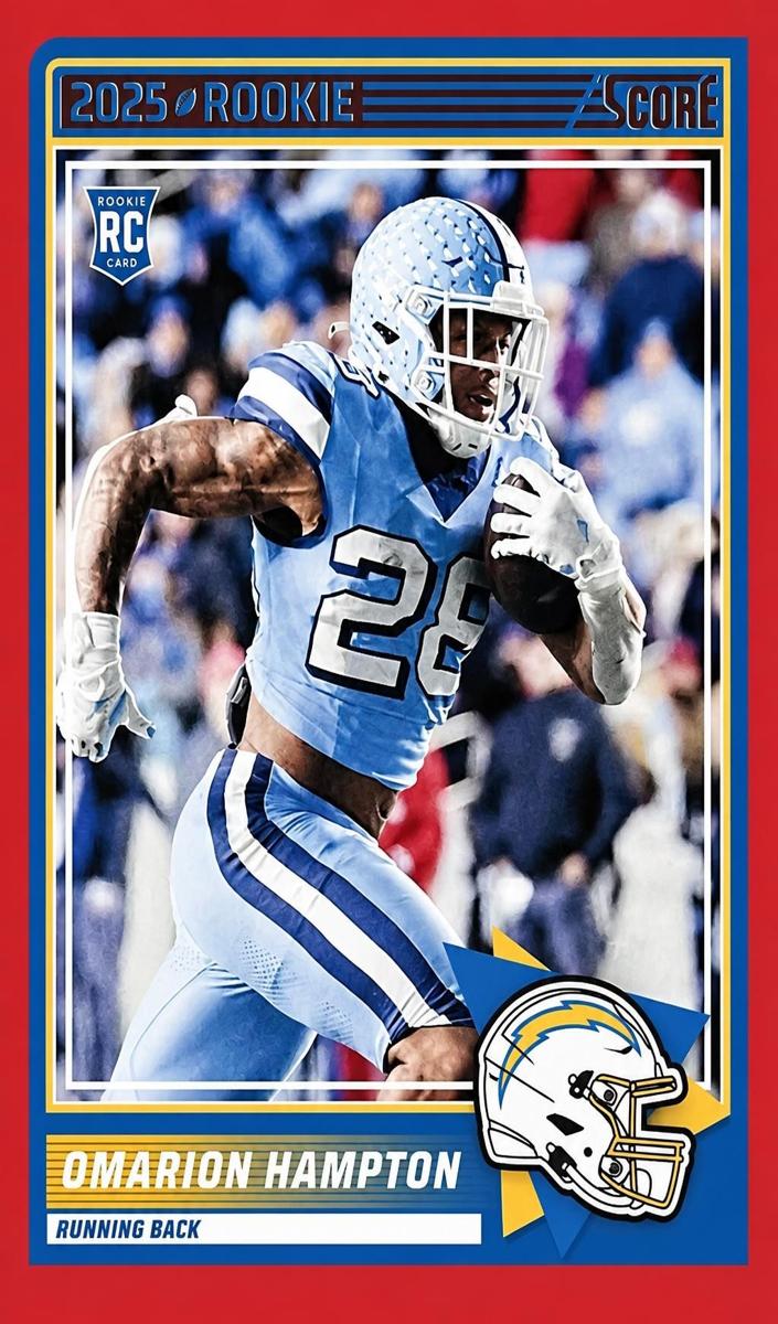 2025 Panini Score Football Red Omarion Hampton #37 PSA 9