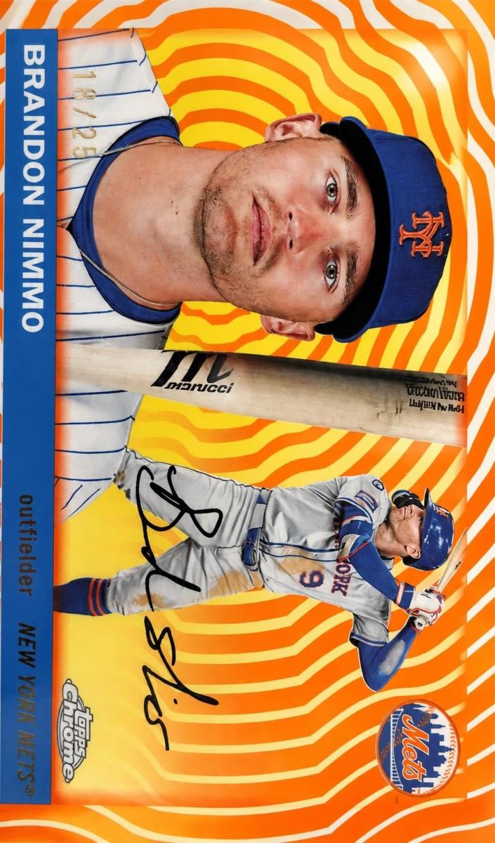 2025 Topps Chrome Platinum Baseball Orange Vibrations Refractor Brandon Nimmo #58