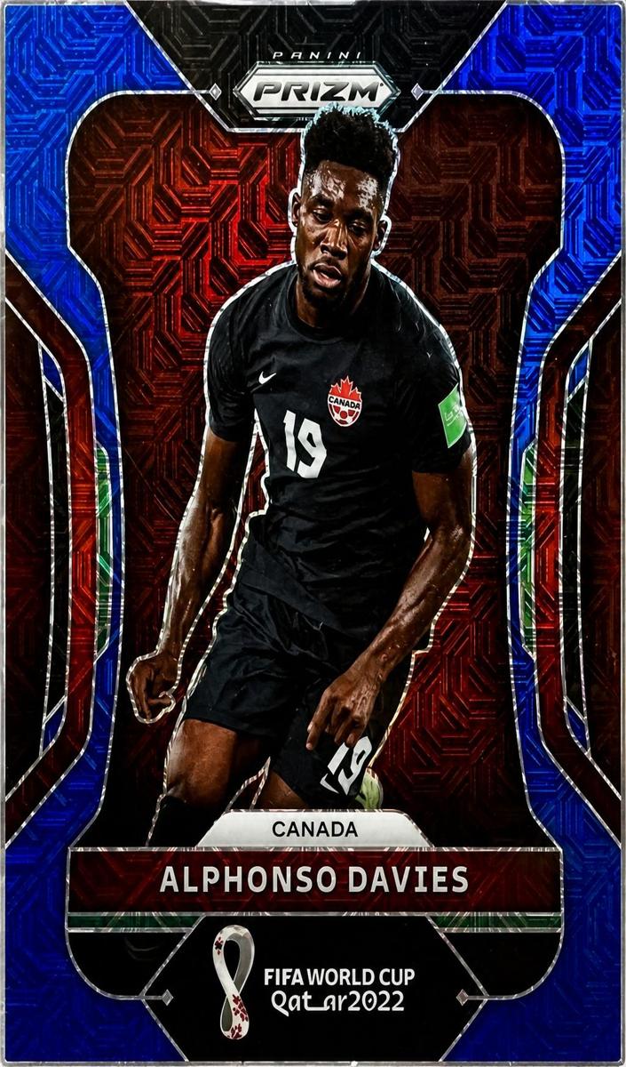 2022 Panini Prizm FIFA World Cup Qatar Soccer Blue Mojo Alphonso Davies #46