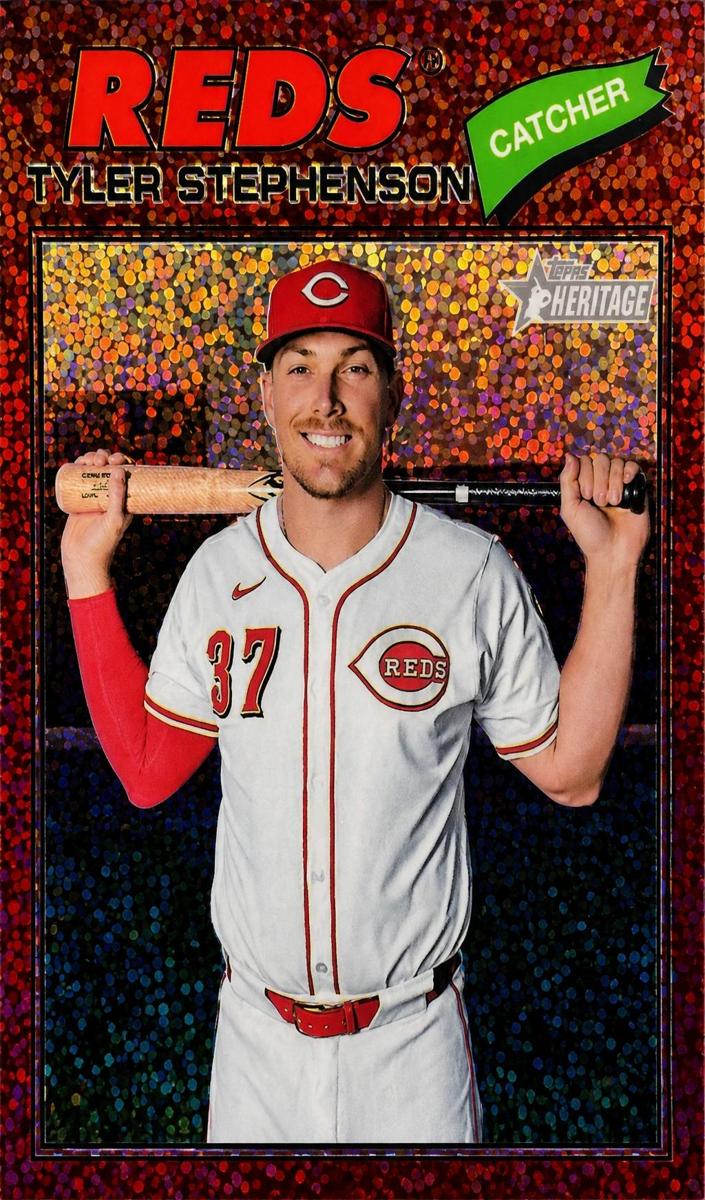 2026 Topps Heritage Baseball Burgundy Sparkle Refractor Tyler Stephenson #138