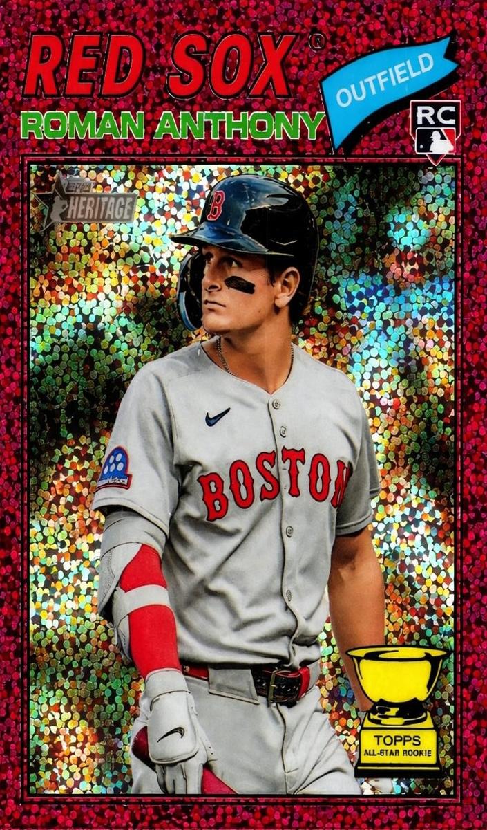 2026 Topps Heritage Baseball Burgundy Sparkle Refractor Roman Anthony #86