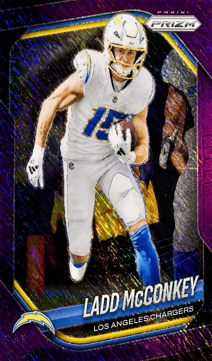2025 Panini Prizm Football Purple Shimmer Ladd McConkey #18