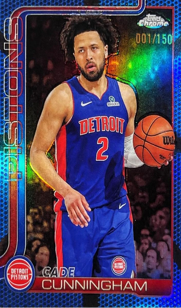 2025 Topps Chrome Basketball Blue Refractor Cade Cunningham #88