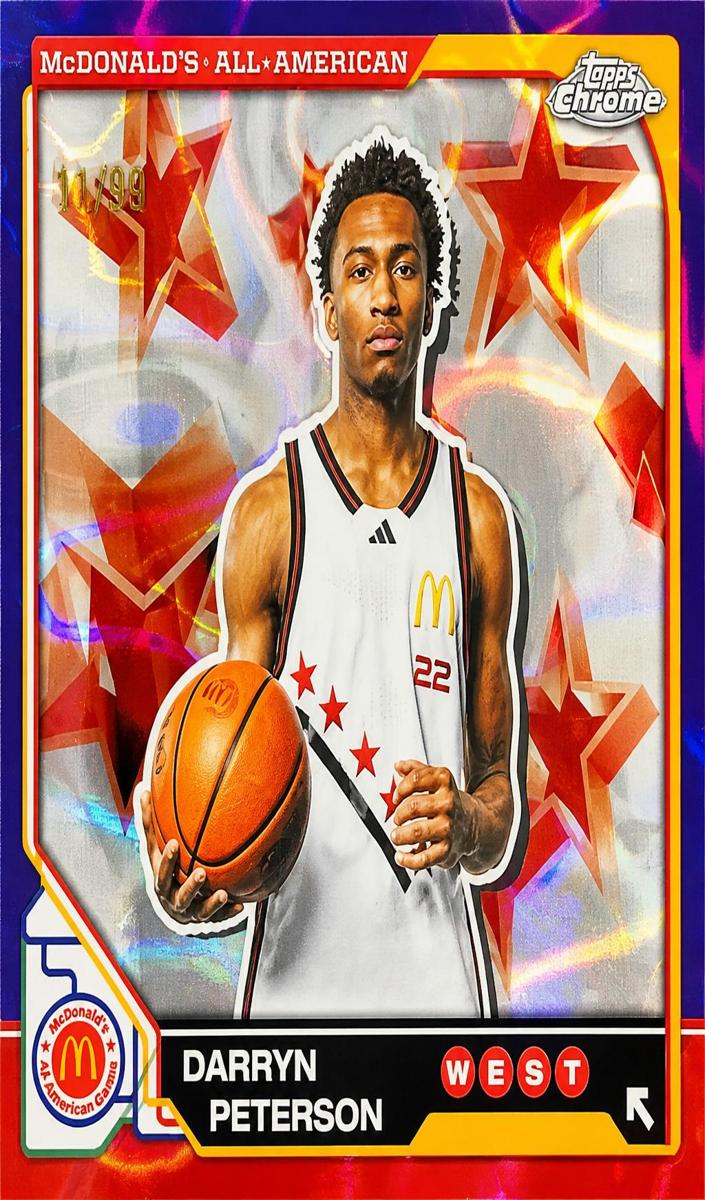 2025 Topps Chrome McDonald's All American Basketball Purple Lava Refractor Darryn Peterson #50 PSA 9