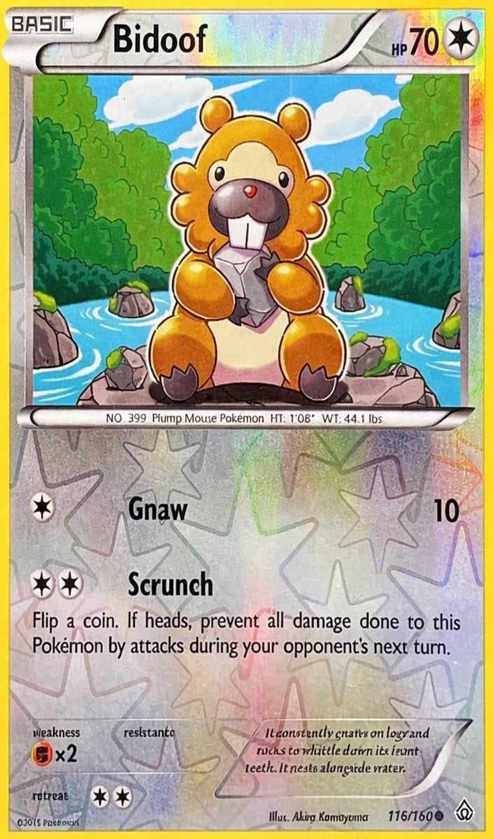 2015 Pokemon XY Primal Clash Reverse Holo Bidoof #116