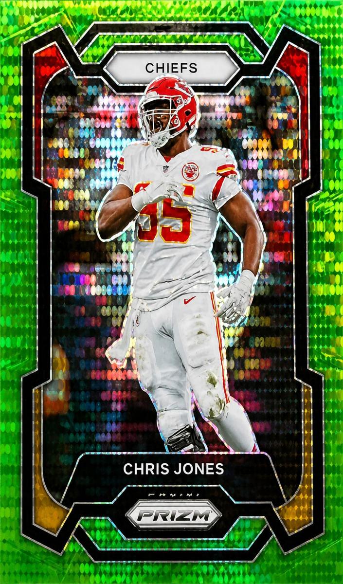 2023 Panini Prizm Football Neon Green Pulsar Chris Jones #142 PSA 8.5