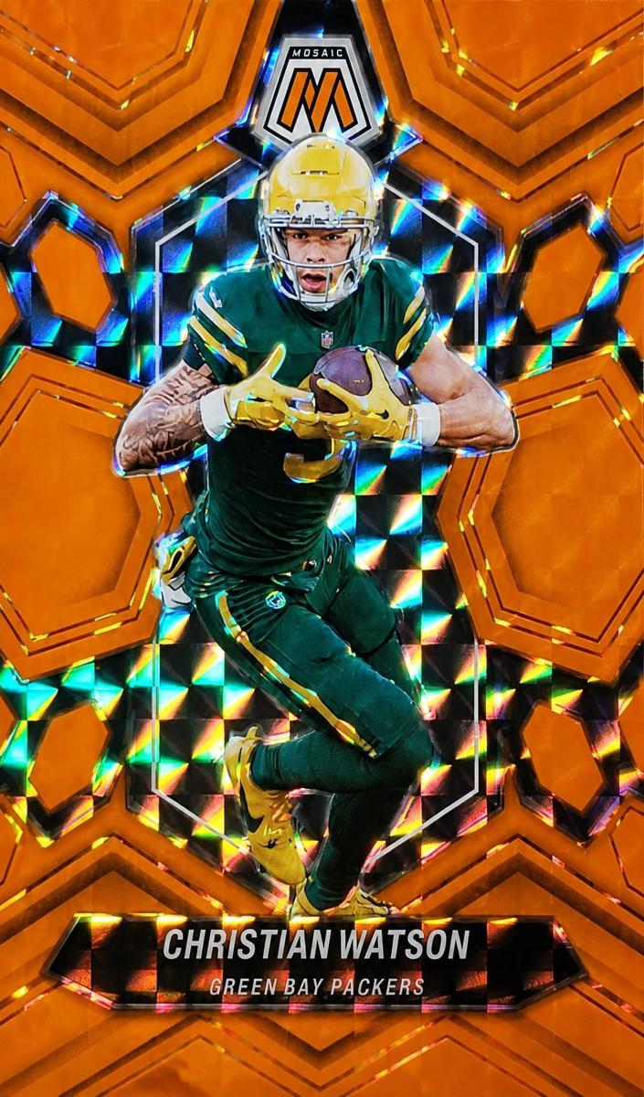 2024 Panini Mosaic Football Orange Fluorescent Christian Watson #80