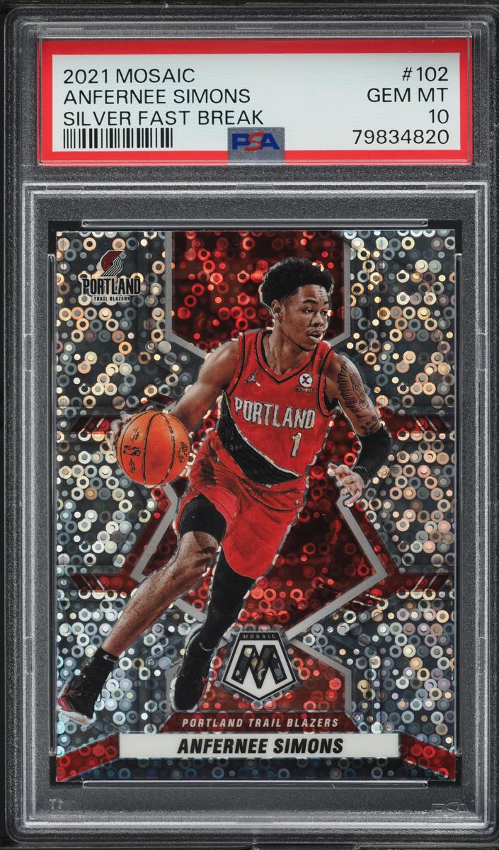 2021 Panini Mosaic Basketball Fast Break Silver Anfernee Simons #102 PSA 9