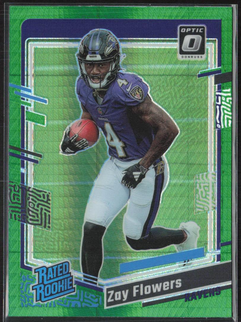 2023 Donruss Optic Football Green Hyper Zay Flowers #210 SGC 9.5