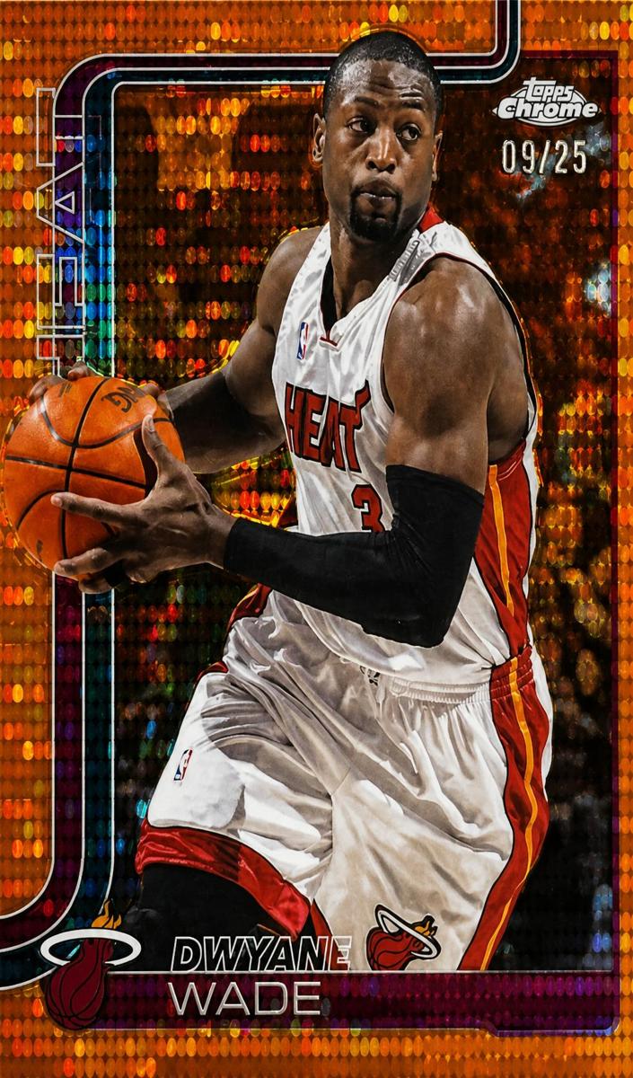 2025 Topps Chrome Basketball Pulsar Orange Refractor Dwyane Wade #241
