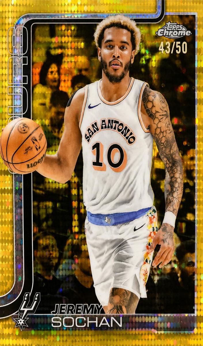 2025 Topps Chrome Basketball Pulsar Gold Refractor Jeremy Sochan #239