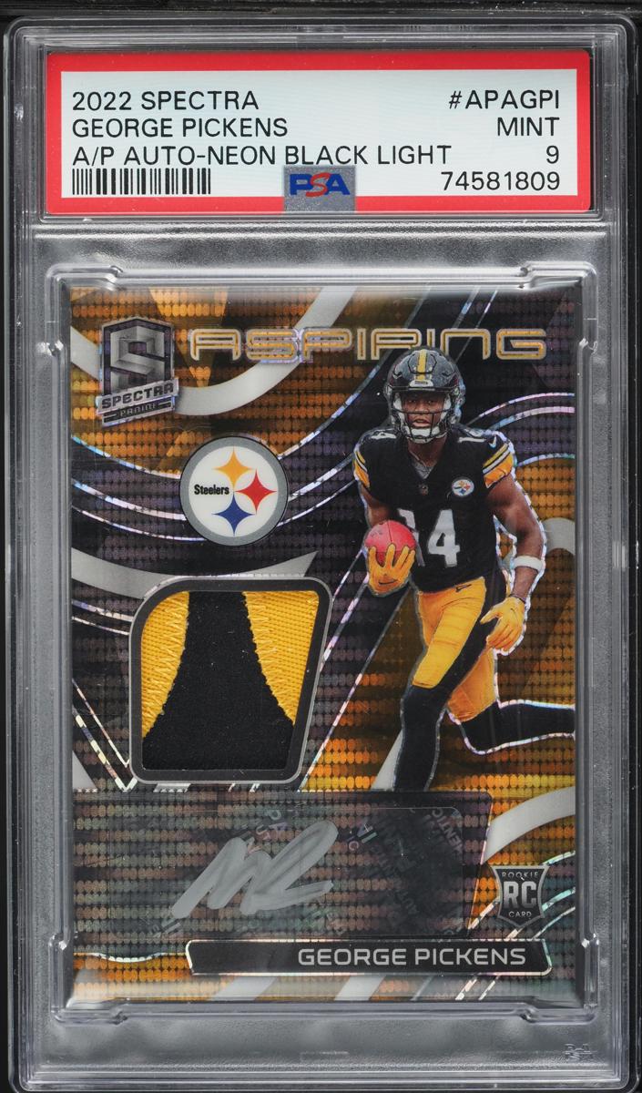 2022 Panini Spectra Football Neon Black Light George Pickens #APA-GPI PSA 9