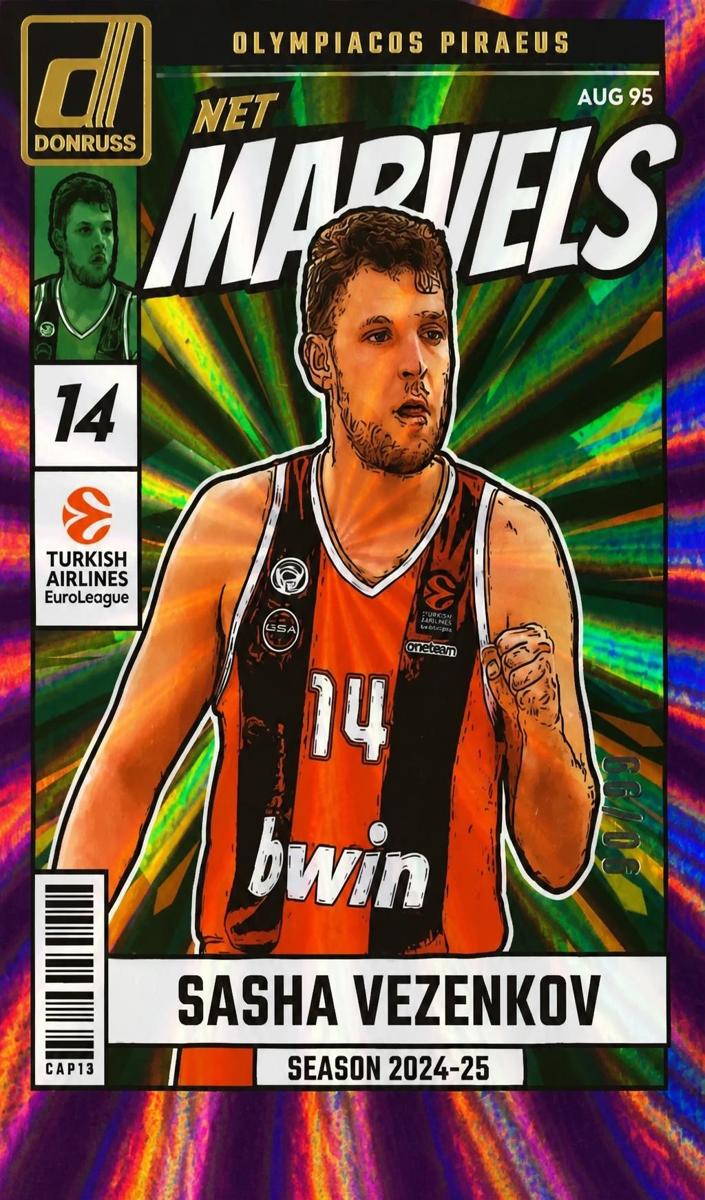 2024 Donruss Turkish Airlines EuroLeague Basketball Purple Laser Sasha Vezenkov #5
