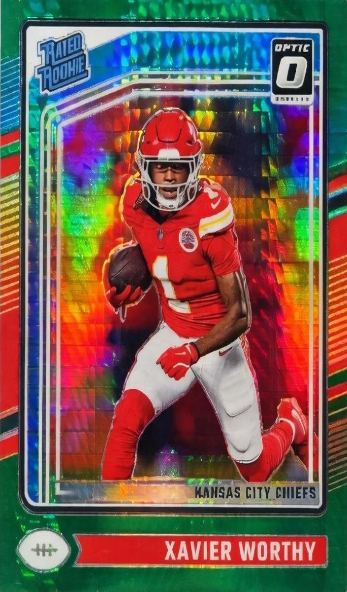 2024 Donruss Optic Football Green Hyper Xavier Worthy #300 PSA 10