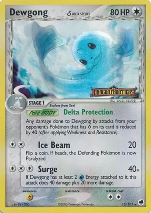 2006 Pokemon EX Dragon Frontiers Reverse Holo Dewgong #15 PSA 9