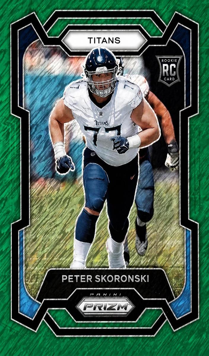 2023 Panini Prizm Football Green Shimmer Peter Skoronski #395 PSA 7.5