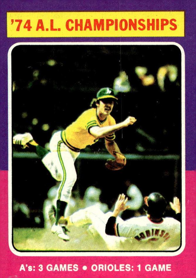 1975 Topps Mini Baseball A.L. Championships #459 PSA 8