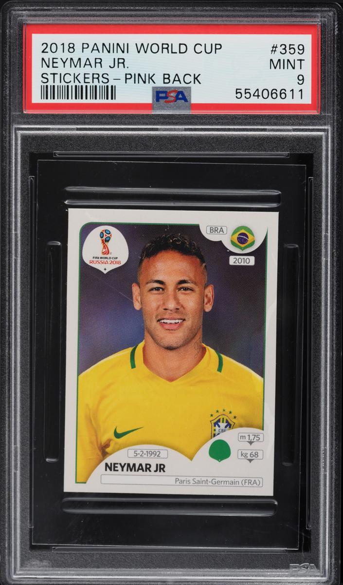 2018 Panini World Cup Stickers Collection Russia Soccer Pink Back Neymar Jr. #359 PSA 9