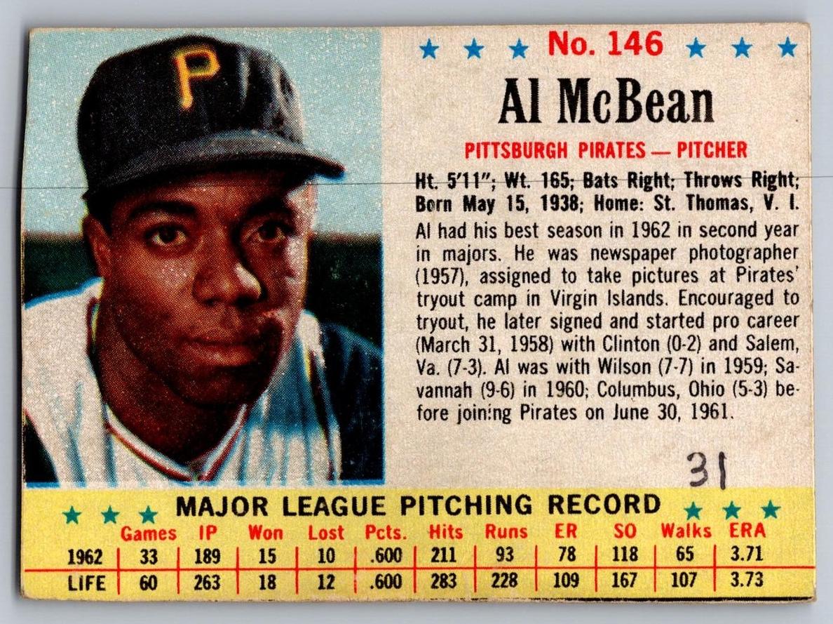 1963 Post Cereal Baseball Al McBean #146