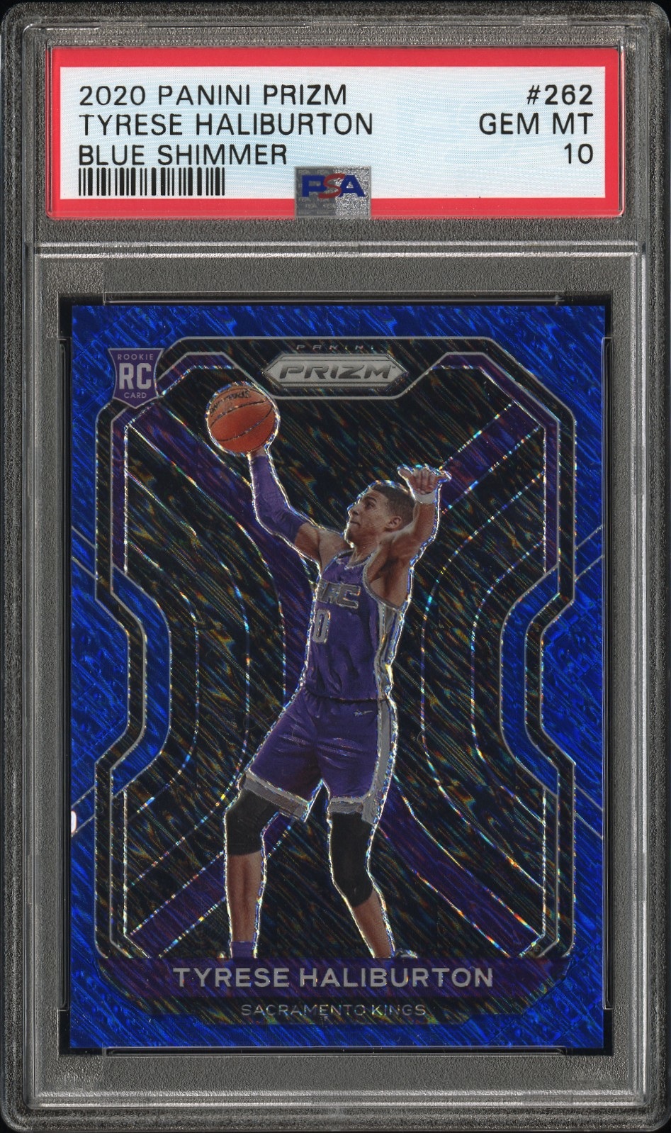 2020 Panini Prizm Basketball Blue Shimmer Tyrese Haliburton #262 PSA 10