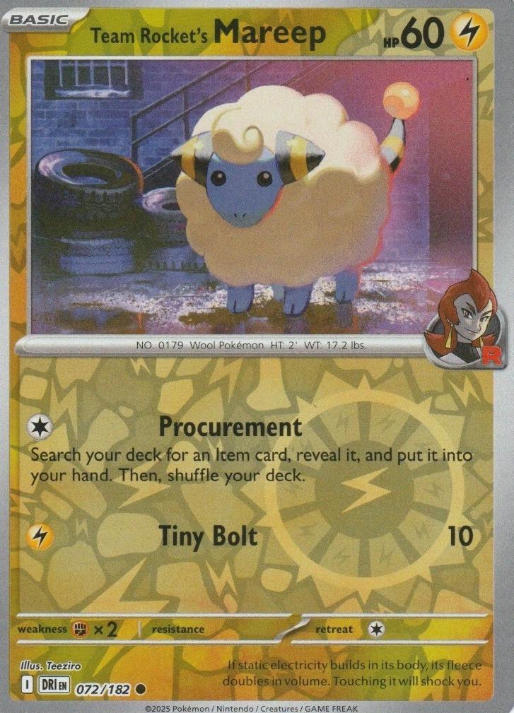 2025 Pokemon Scarlet & Violet Destined Rivals Reverse Holo Team Rocket's Mareep #72