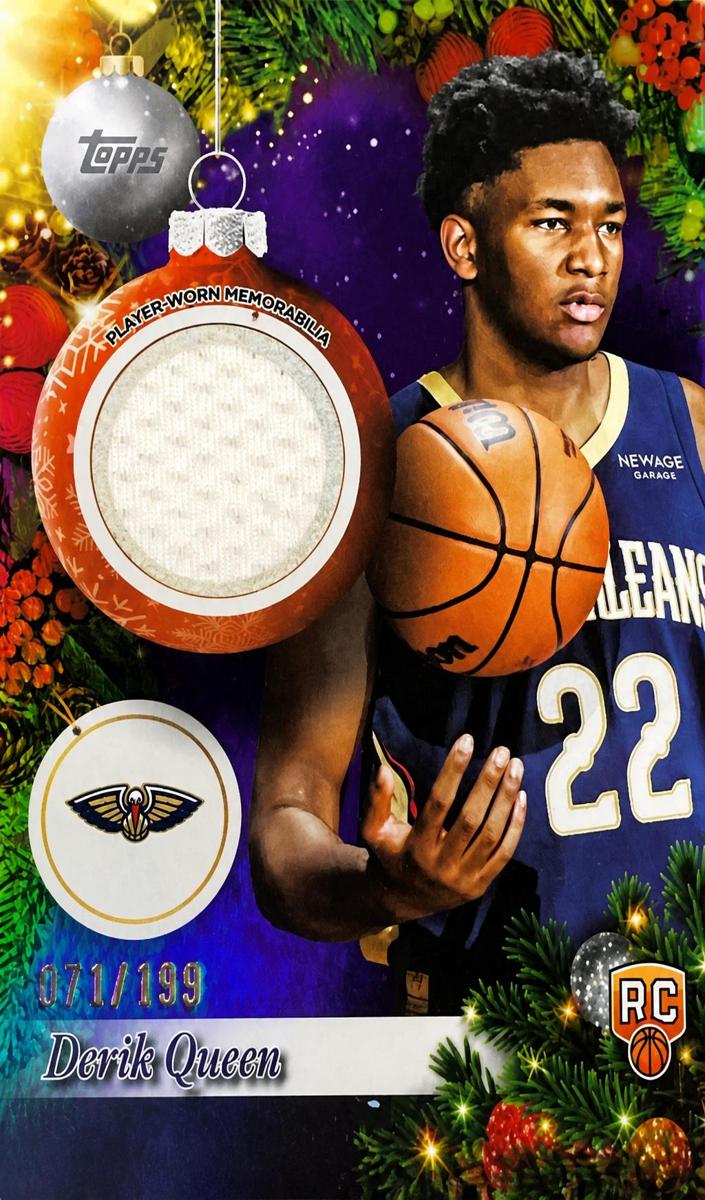 2025 Topps Holiday Basketball Purple Metallic Glitter Holiday Derik Queen #PR-DQ