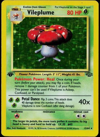 1999 Pokemon Jungle 1st Edition Vileplume #15 PSA 10