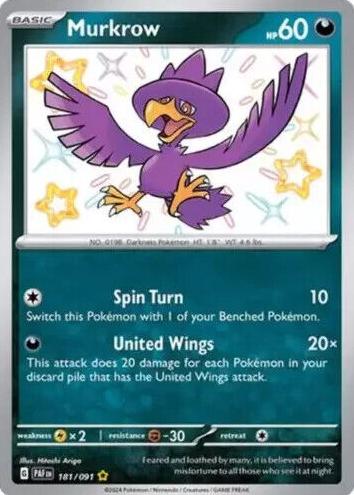 2024 Pokemon Scarlet & Violet Paldean Fates Murkrow #181 PSA 10