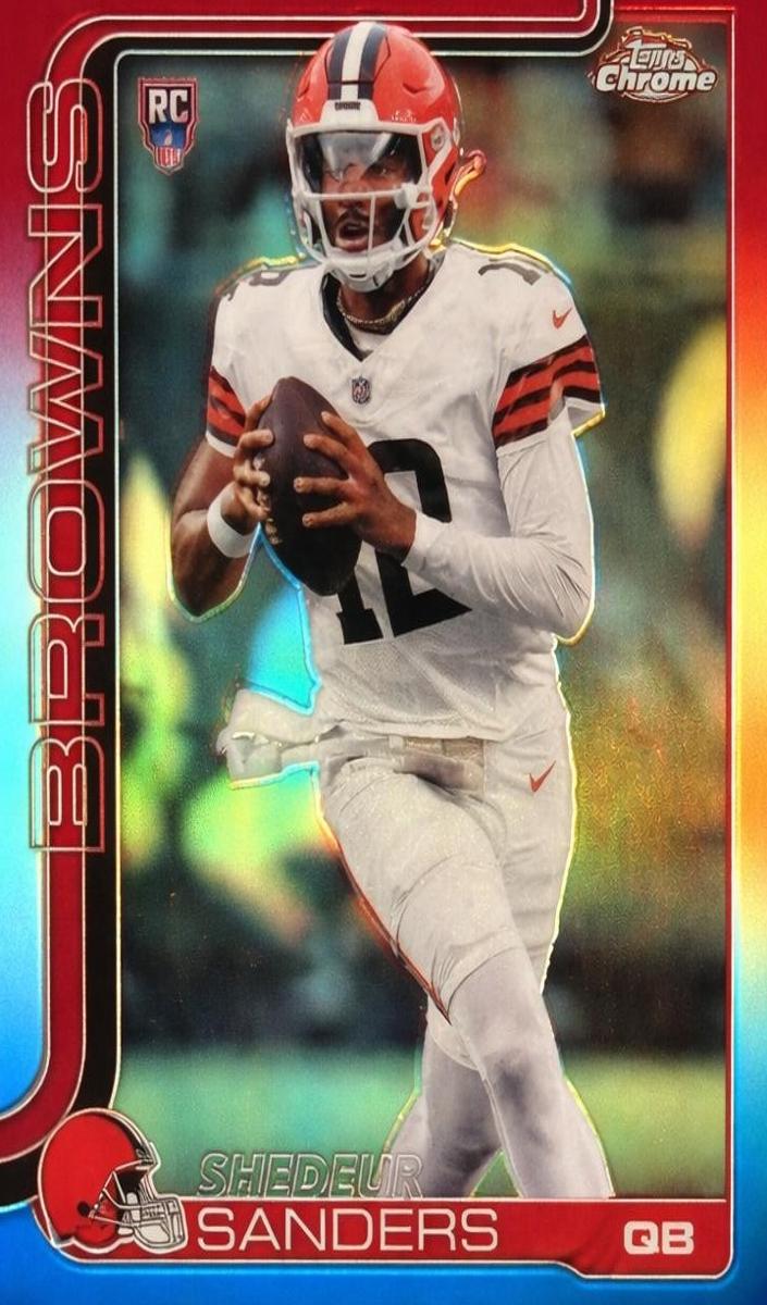 2025 Topps Chrome Football Red White and Blue Refractor Shedeur Sanders #315 RAW Ungraded