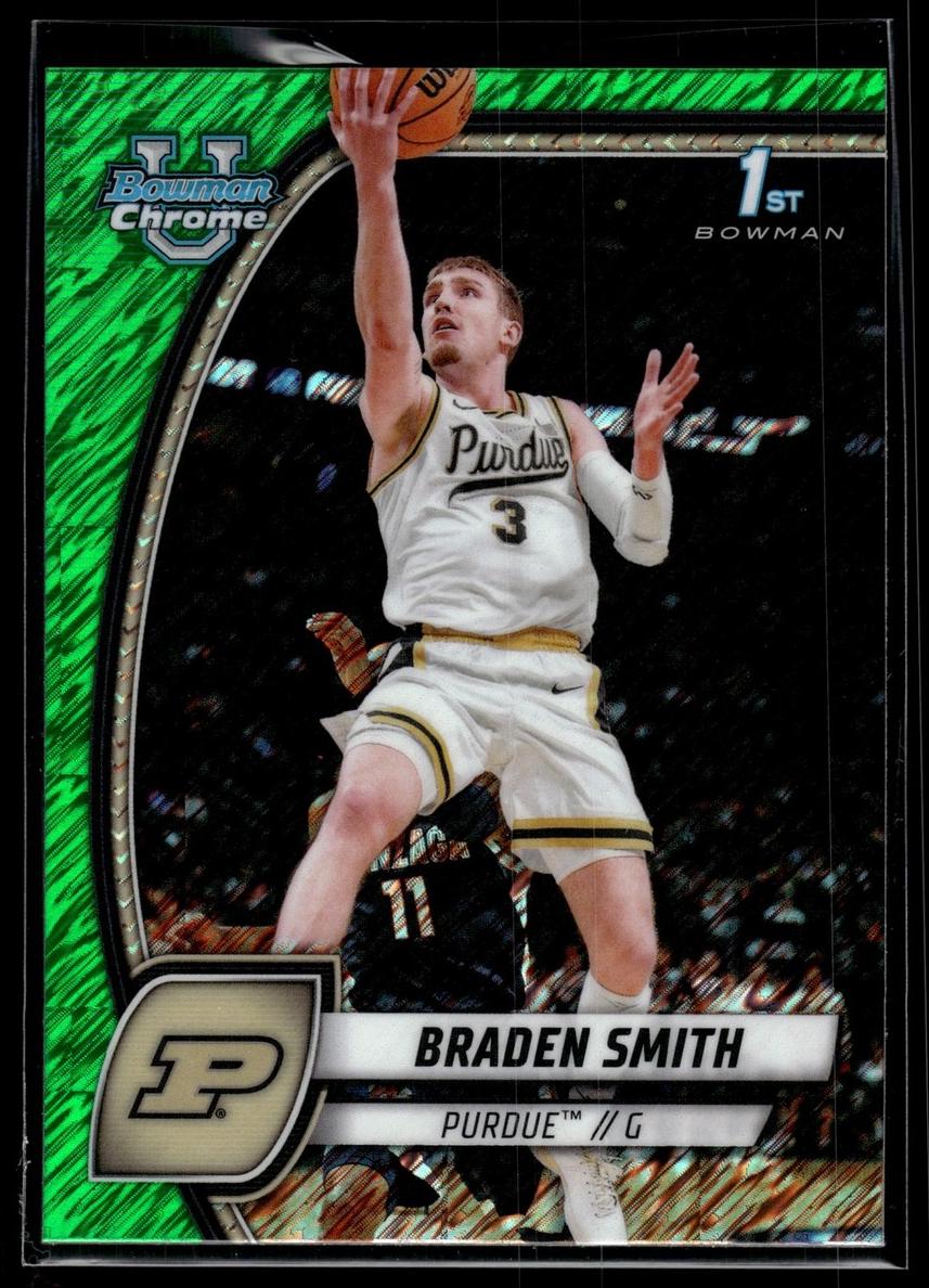 2024 Bowman Chrome University Basketball Green Shimmer Refractor Braden Smith #12