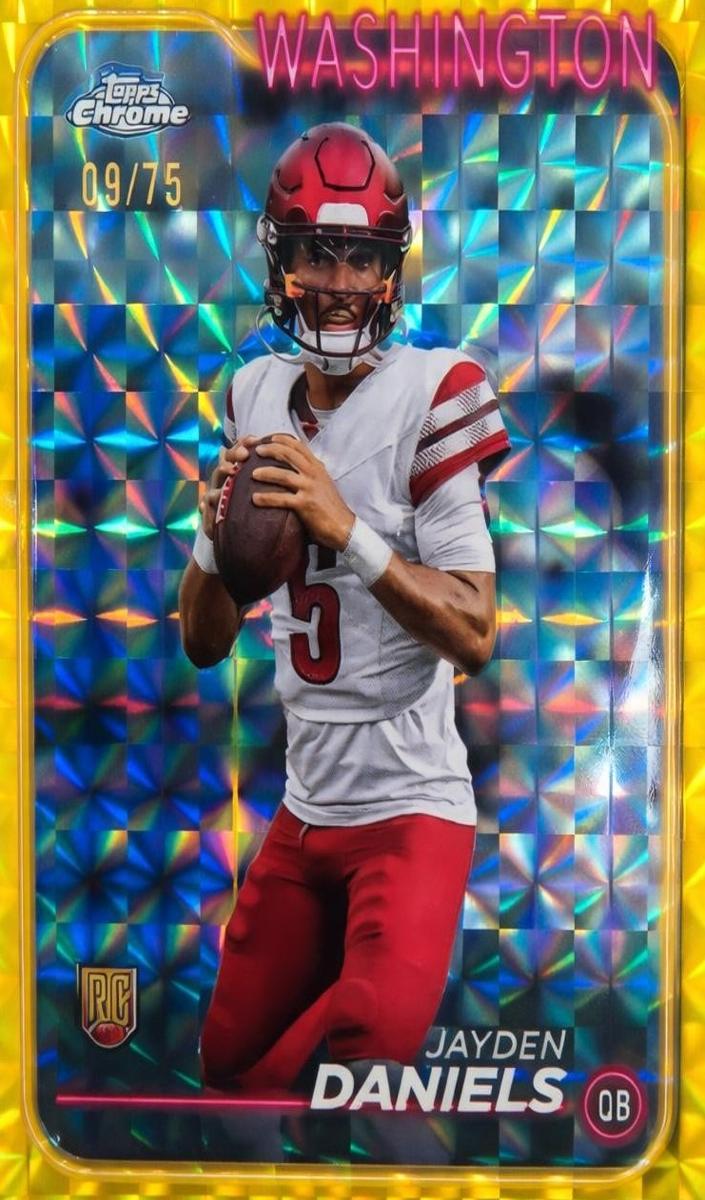 2024 Topps Chrome Football Yellow Geometric Refractor Jayden Daniels #201 PSA 10
