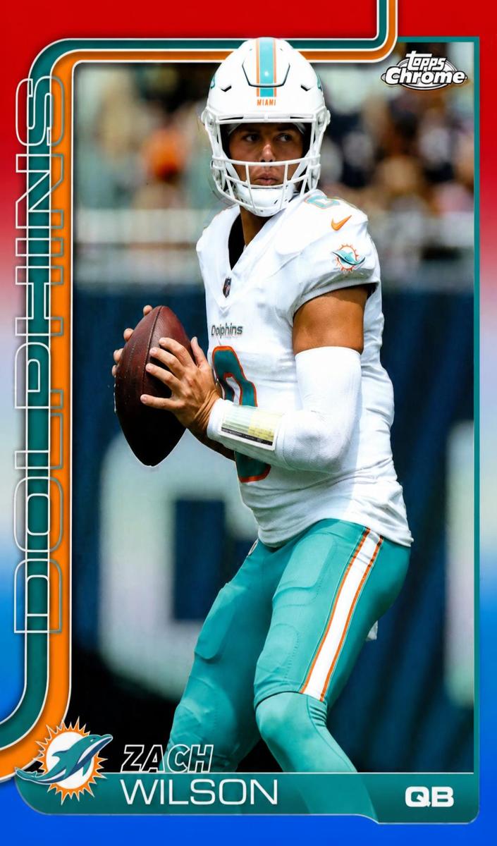 2025 Topps Chrome Football Red White and Blue Refractor Zach Wilson #189