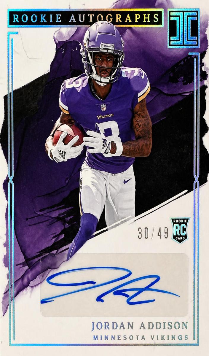 2023 Panini Impeccable Football Silver Jordan Addison #RA-JA PSA 8.5
