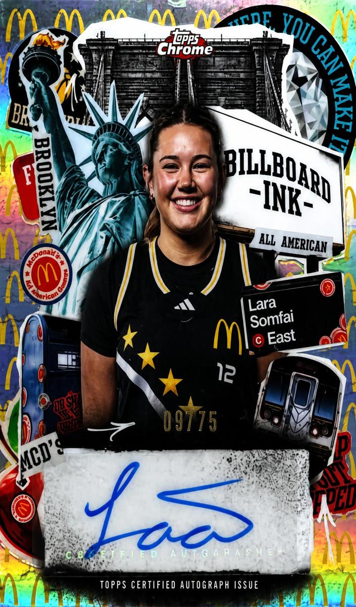 2025 Topps Chrome McDonald's All American Basketball McDonald's Logo Refractor Lara Somfai #BI-LS